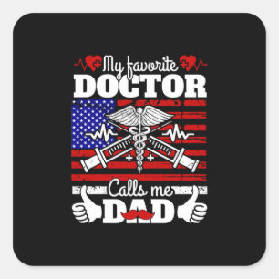 Paspoortcadeau Mijn favoriete dokter noemt me pa Vierkante Sticker