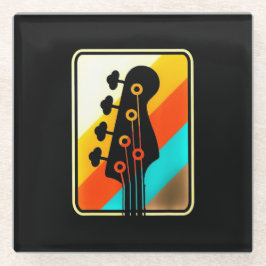 Paspoortcadeau | Retro  gitaarspeler Glazen Onderzetter