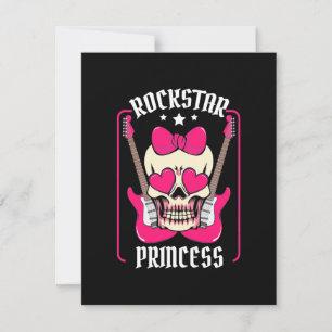 Paspoortcadeau Rockstar Princess Skull Bedankkaart