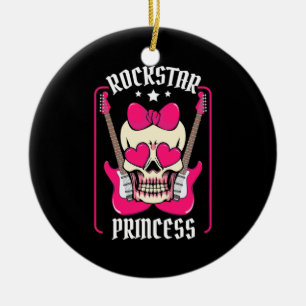 Paspoortcadeau Rockstar Princess Skull Keramisch Ornament