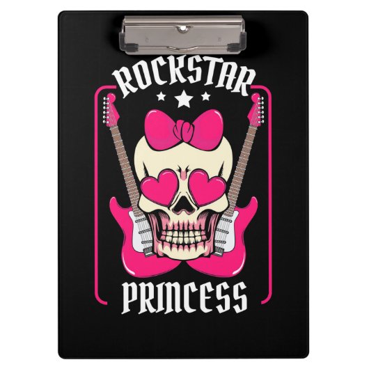 Paspoortcadeau | Rockstar Princess Skull Klembord (Voorkant)
