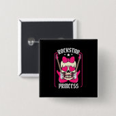 Paspoortcadeau | Rockstar Princess Skull Vierkante Button 5,1 Cm (Voorkant /achterkant)