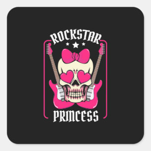 Paspoortcadeau   Rockstar Princess Skull Vierkante Sticker