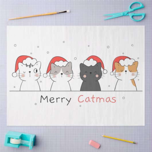 Paspoortcadeau | Vrolijk kerstfeest met kat Tissuepapier (Craft)