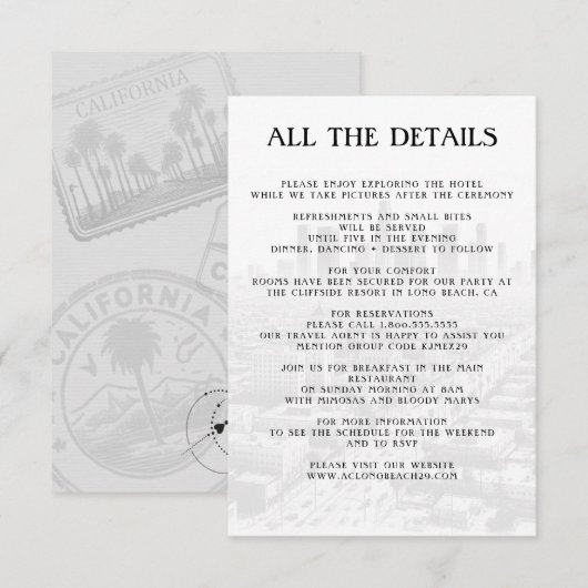 Paspoortgegevens Californië Informatiekaartje (Voorkant / Achterkant)