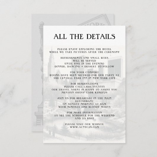 Paspoortgegevens New York City Informatiekaartje (Voorkant / Achterkant)