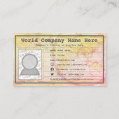 paspoortgoud en roze met links naar sociale media visitekaartje (Achterkant)