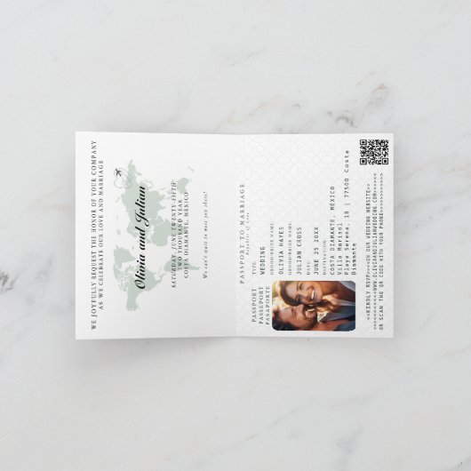 Paspoortkaart Tropisch blad Bestemming Trouwlocati (Binnen)