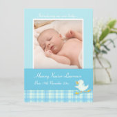 Paspoortkaart voor foto's - blauwe cheque aankondiging (Staand voorkant)