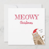 Paspoortkat in sneeuwbos, santa hat kat kaart (Achterkant)