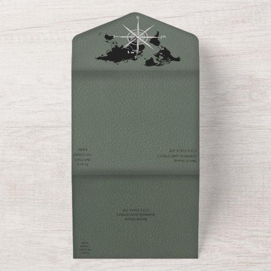 Paspoortkompas Alles in een bruiloft uitnodiging (Buitenkant)