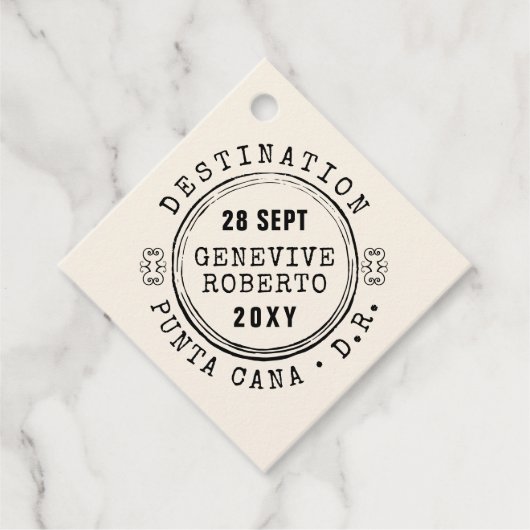 Paspoortstempel BEWERKBAAR KLEUR Reizen Thema Bedankjes Labels (Voorkant)