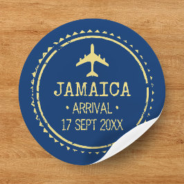 Paspoortstempel Jamaica Bestemming Bruiloftsblauw Ronde Sticker