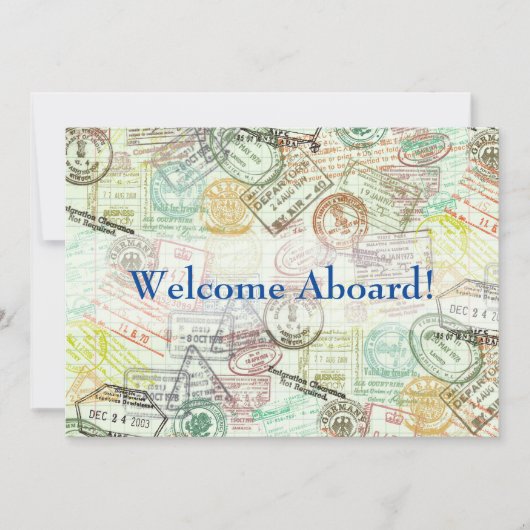 Paspoortstempel Reis Uitnodigingskaart - Dank u (Voorkant)
