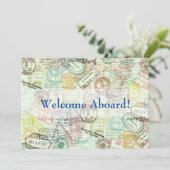 Paspoortstempel Reis Uitnodigingskaart - Dank u (Staand voorkant)