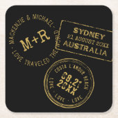 Paspoortstempel speciaal zwart goud kartonnen onderzetters (Voorkant)