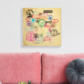 paspoortstempels canvas afdruk (Insitu (Woonkamer))