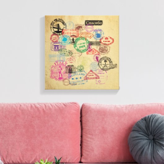 paspoortstempels canvas afdruk (Insitu (Woonkamer))