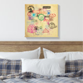 paspoortstempels canvas afdruk (Insitu (Slaapkamer))