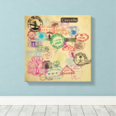 paspoortstempels canvas afdruk (Insitu (Houten vloer))