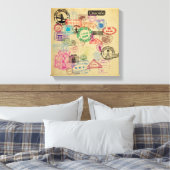 paspoortstempels canvas afdruk (Insitu (Slaapkamer))