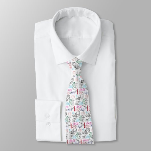 Paspoortstempels Design Necktie Stropdas (Gebonden)