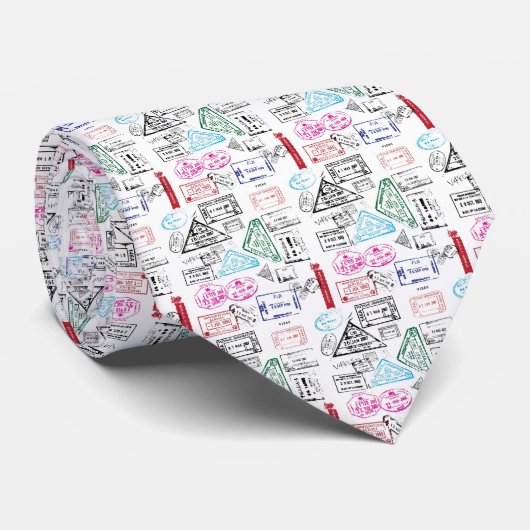 Paspoortstempels Design Necktie Stropdas (Opgerold)