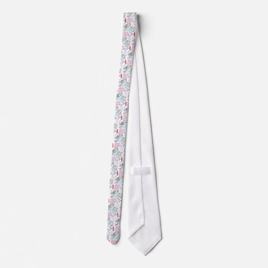 Paspoortstempels Design Necktie Stropdas (Achterkant)