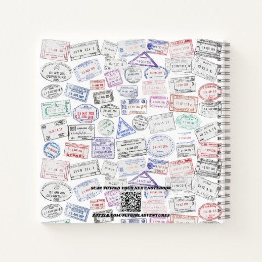 Paspoortstempels, reisjournaal, aangepaste lijnen notitieboek (Achterkant)