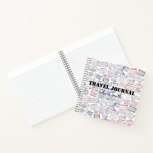Paspoortstempels, reisjournaal, aangepaste lijnen notitieboek (Binnen)