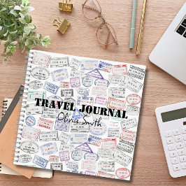 Paspoortstempels, reisjournaal, aangepaste lijnen notitieboek