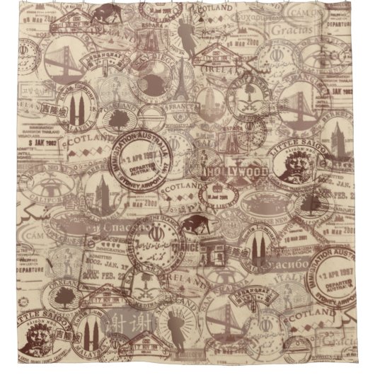  paspoortstempels Shower Curtain Douchegordijn (Voorkant)