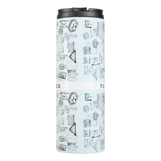 Paspoortstempels Wanderlust reisofferte sjabloon Thermosbeker (Achterkant)