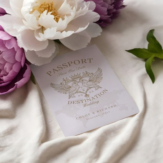 Paspoortstijl Bewaar de datum Bestemming Bruiloft Aankondiging