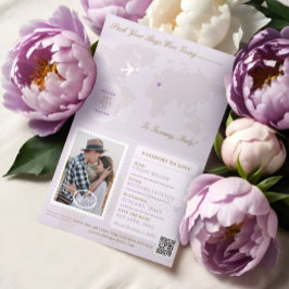 Paspoortstijl Bewaar de datum Bestemming Bruiloft Aankondiging