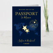 PaspoortWereldkaart Zee Star Beach Wedding Folie Wenskaart (Voorkant)