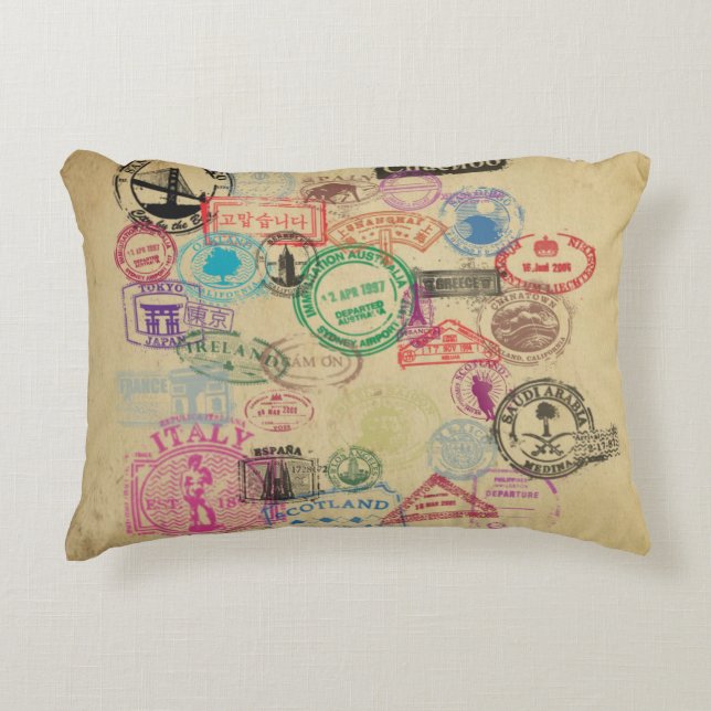  paspoortzegels Accent Pillow Decoratief Kussen (Voorkant)