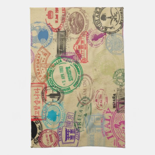  paspoortzegels keukenhanddoek 16 x 24 inch