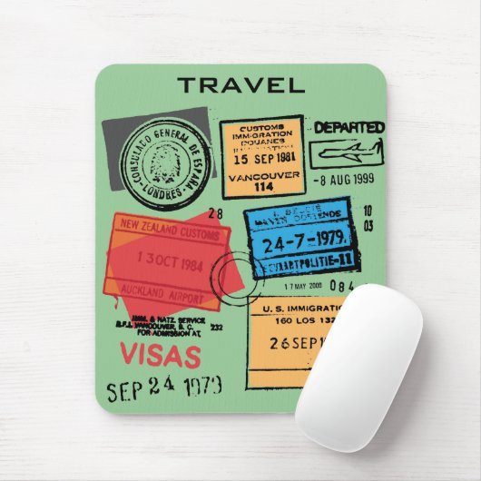 Paspoortzegels Mousepad Muismat (Met muis)