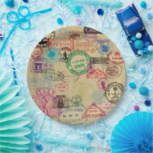  paspoortzegels Papieren Borden 9" Papieren Bordje (Feest)