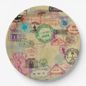  paspoortzegels Papieren Borden 9" Papieren Bordje (Voorkant)