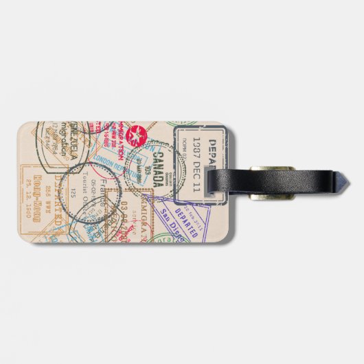 Paspoortzegels reizen bagagelabel (Achterkant horizontaal)