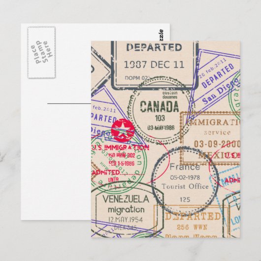 Paspoortzegels reizen briefkaart (Voorkant / Achterkant)