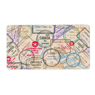 Paspoortzegels reizen etiket