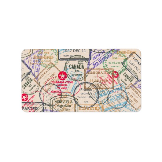 Paspoortzegels reizen etiket (Voorkant)