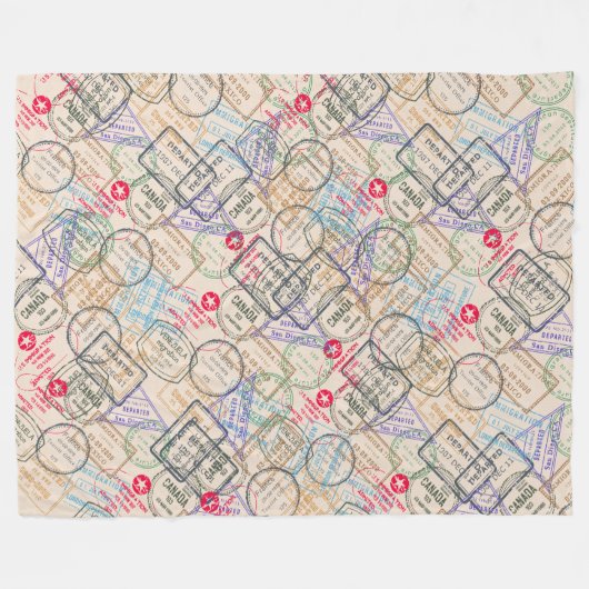 Paspoortzegels reizen fleece deken (Voorkant (Horizontaal))