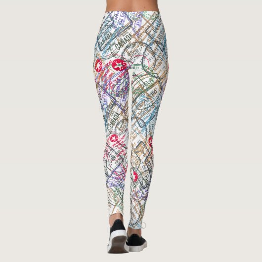 Paspoortzegels reizen leggings (Achterkant)