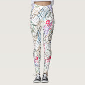 Paspoortzegels reizen leggings (Voorkant)