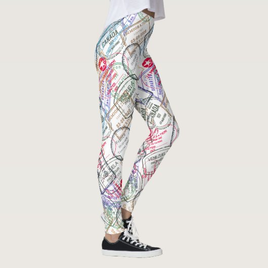 Paspoortzegels reizen leggings (Rechts)
