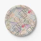 Paspoortzegels reizen papieren bordje (Voorkant)